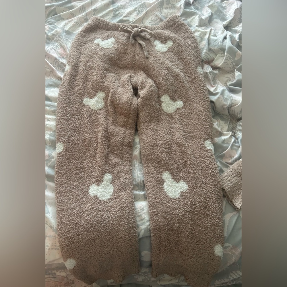 Cozy Brown Lounge Pants with White Mickey Accents